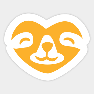 Heart Shape Love Sloth Design. Simple Funny Smiling Sloth Face Sticker